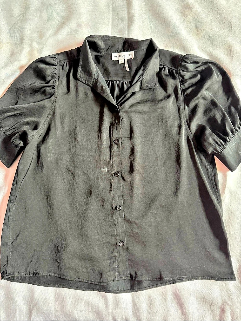 DKNY Jeans Short Sleeve Button Down Shirt in Black Size XL Like New